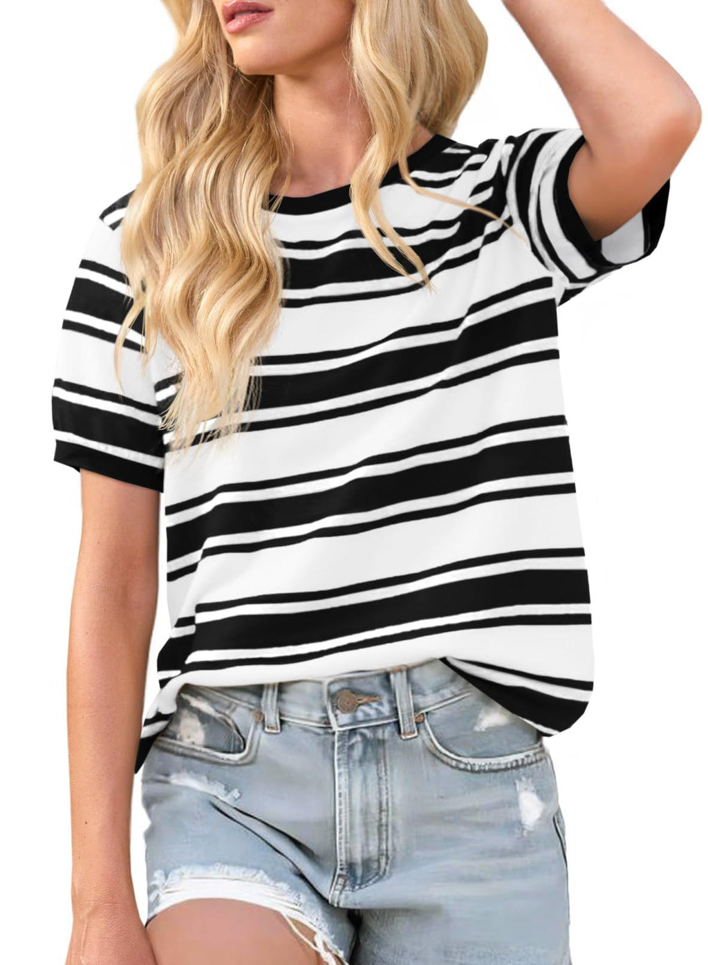 Damen Lässiges Streifen-T-Shirt