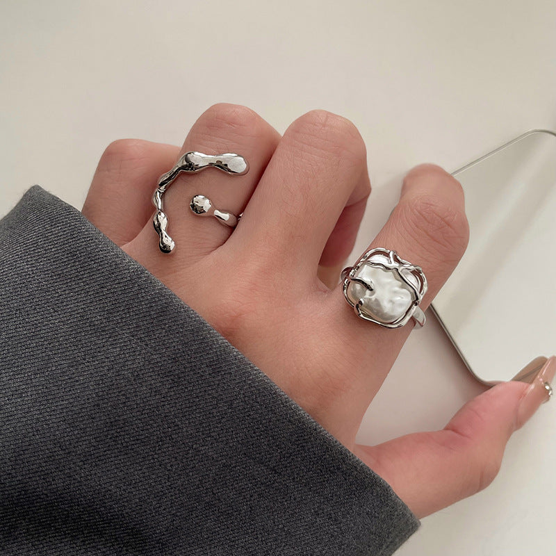 Damenring mit hochwertiger Perlenfassung und kunstvollem Drahtdesign Shop Nory