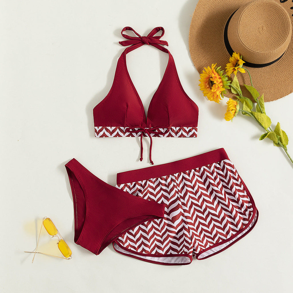 Damen Sport-Bikini-Set mit hoch geschnittenem Oberteil und komfortablen Shorts