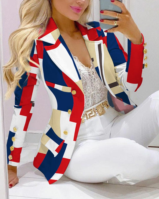 Damen Zweiteiliges Blazer-und-Hose-Set mit Schmetterlingsprint und glamourösem Glitzereffekt Shop Nory