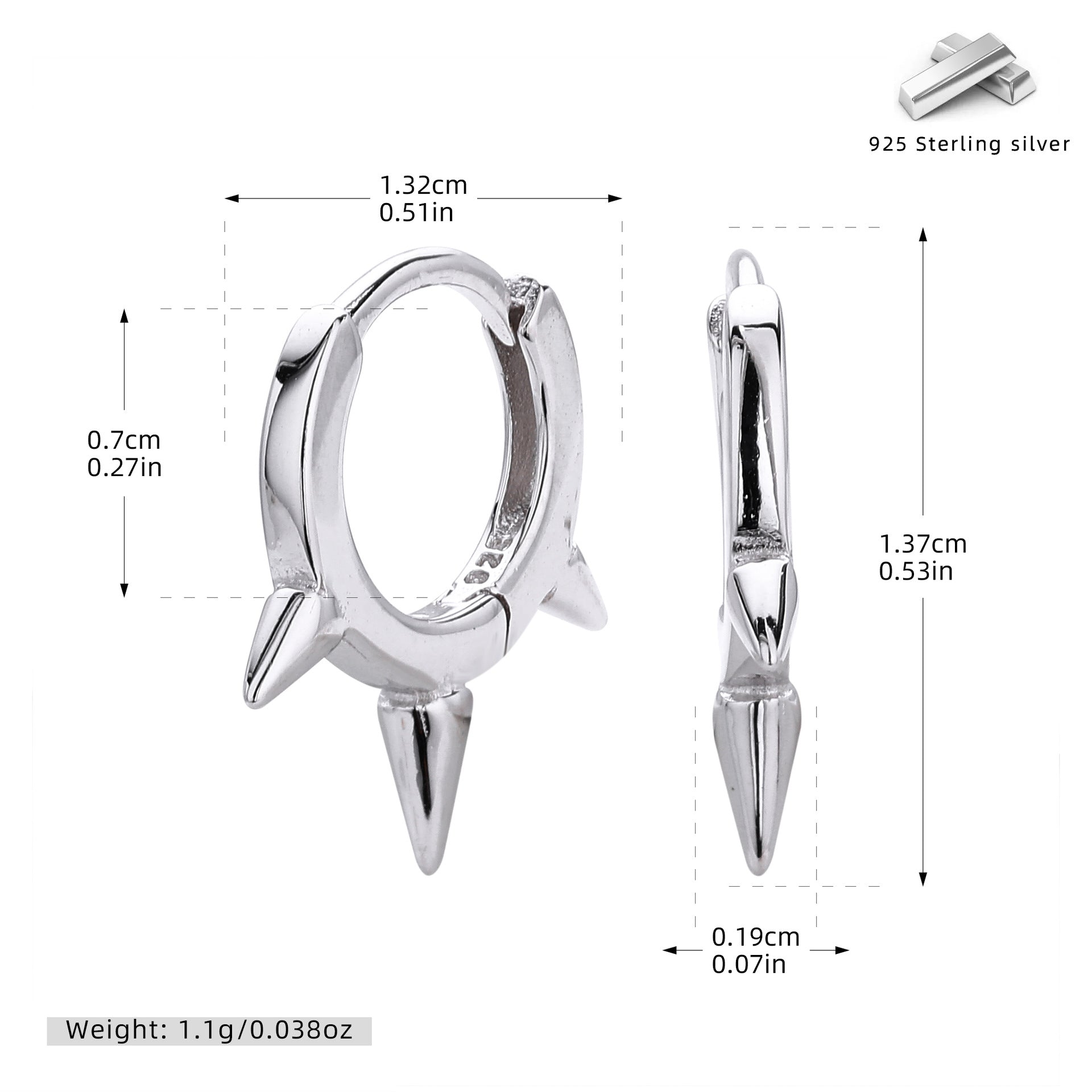 Damen Ohrhänger mit modernem Spike-Design aus hochwertigem 925 Sterling Silber Shop Nory
