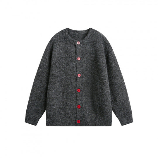 Damen Geknöpfte Strickjacke im Oversize‑Cut mit Rundhals, Rippbündchen und kontrastknöpfen Shop Nory