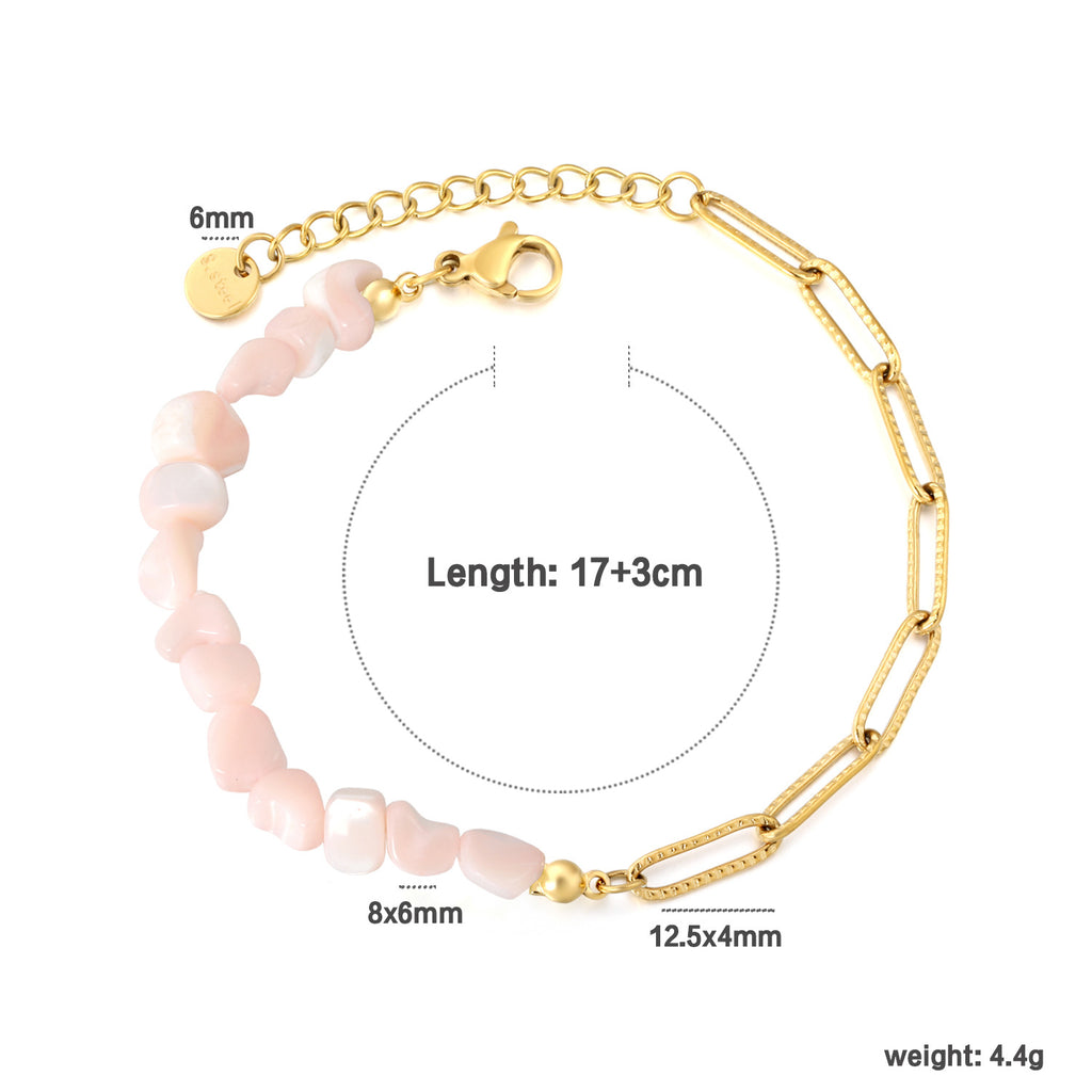 Damen Armband aus edlen Natursteinperlen und hochglänzendem Edelstahl Shop Nory