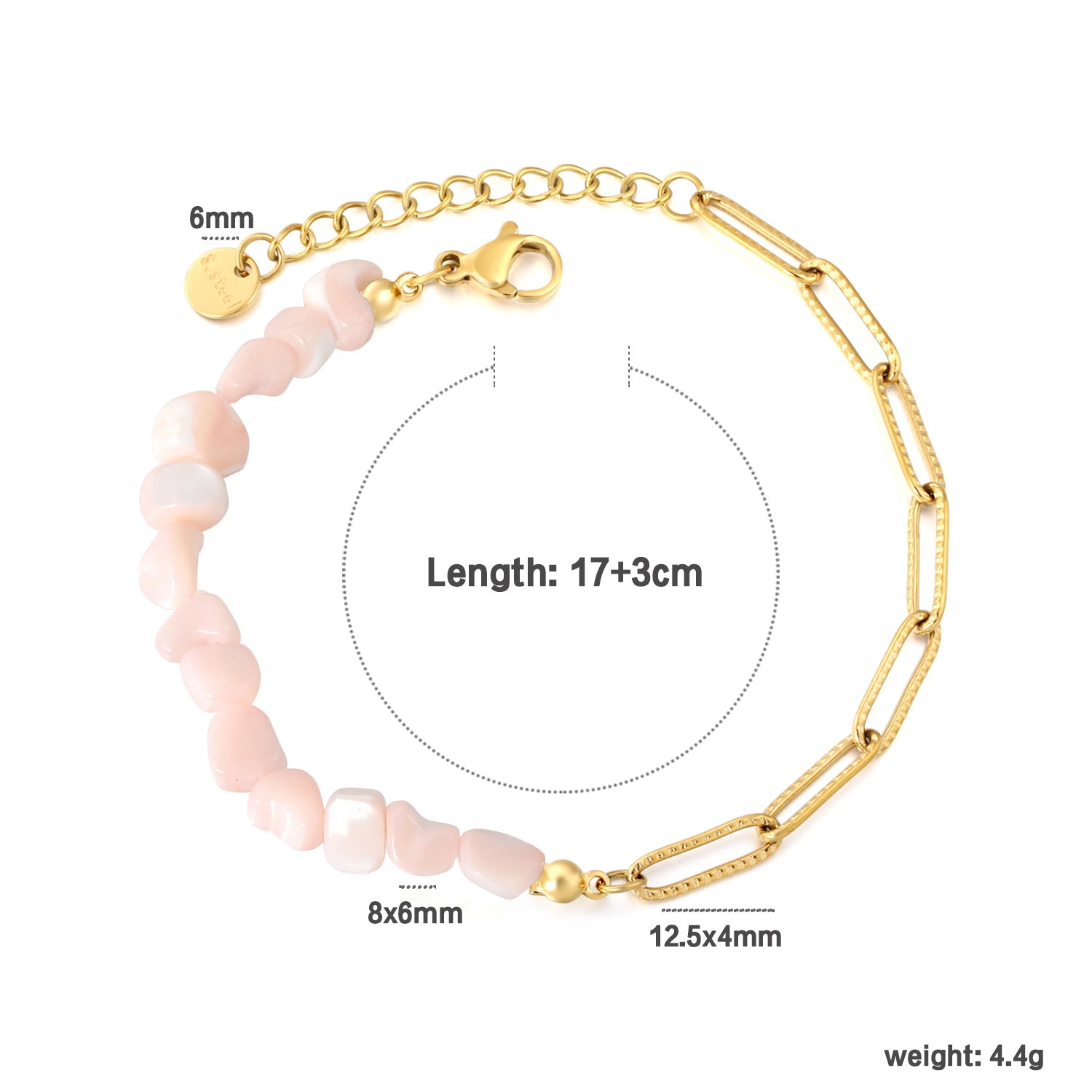 Damen Armband aus edlen Natursteinperlen und hochglänzendem Edelstahl Shop Nory