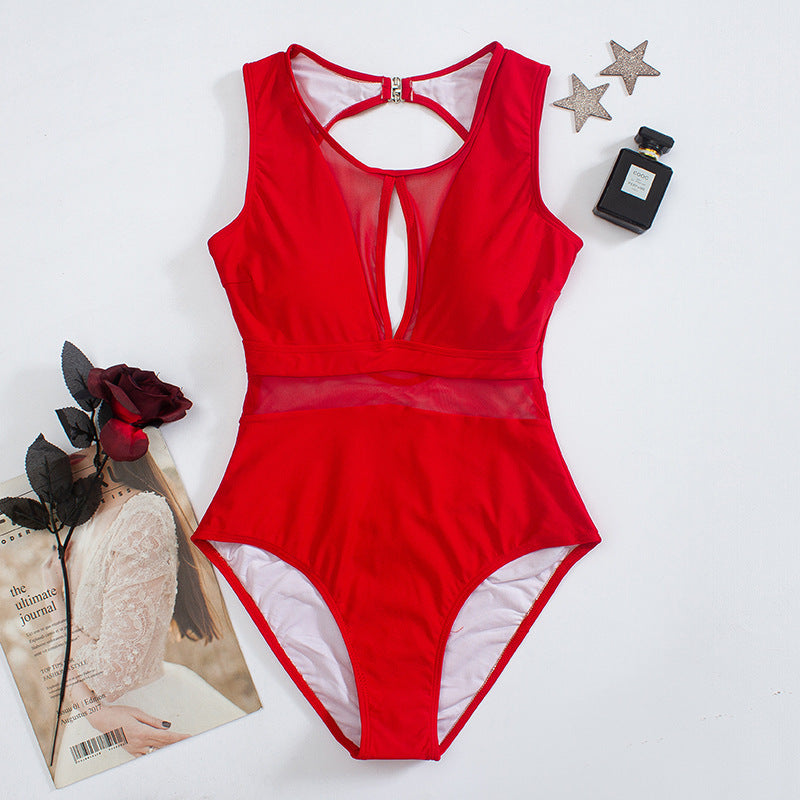 Damen Cut-Out Einteiler Badeanzug Shopnory