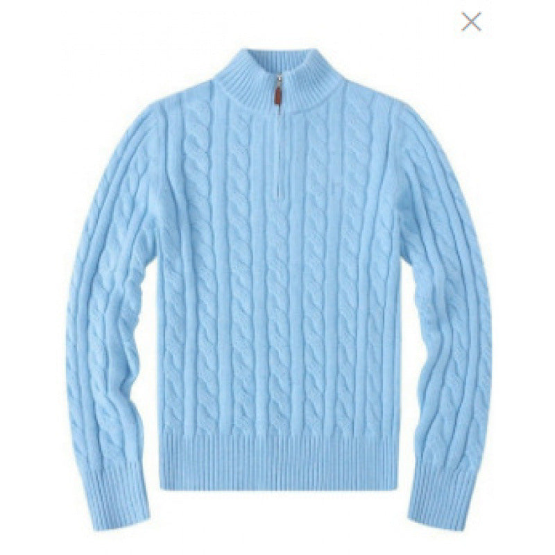 Herren Kabelstrickpullover mit Halbzip und Stehkragen aus weicher Kaschmirmischung Shop Nory
