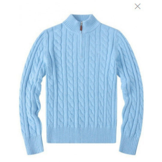 Herren Kabelstrickpullover mit Halbzip und Stehkragen aus weicher Kaschmirmischung Shop Nory