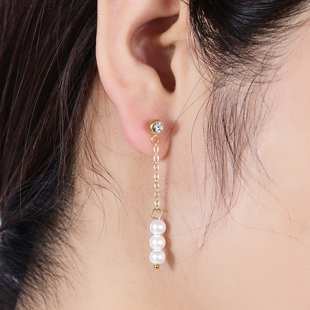 Damen Ohrhänger mit eleganten Perlen-Details und funkelndem Zirkonia Shop Nory