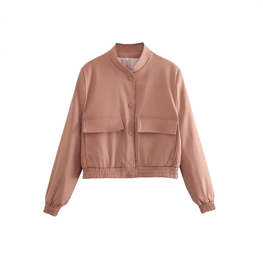 Damen Leichte Taillierte Shirtjacke aus Utility‑Webstoff mit Tunnelzug und Druckknöpfen Shop Nory