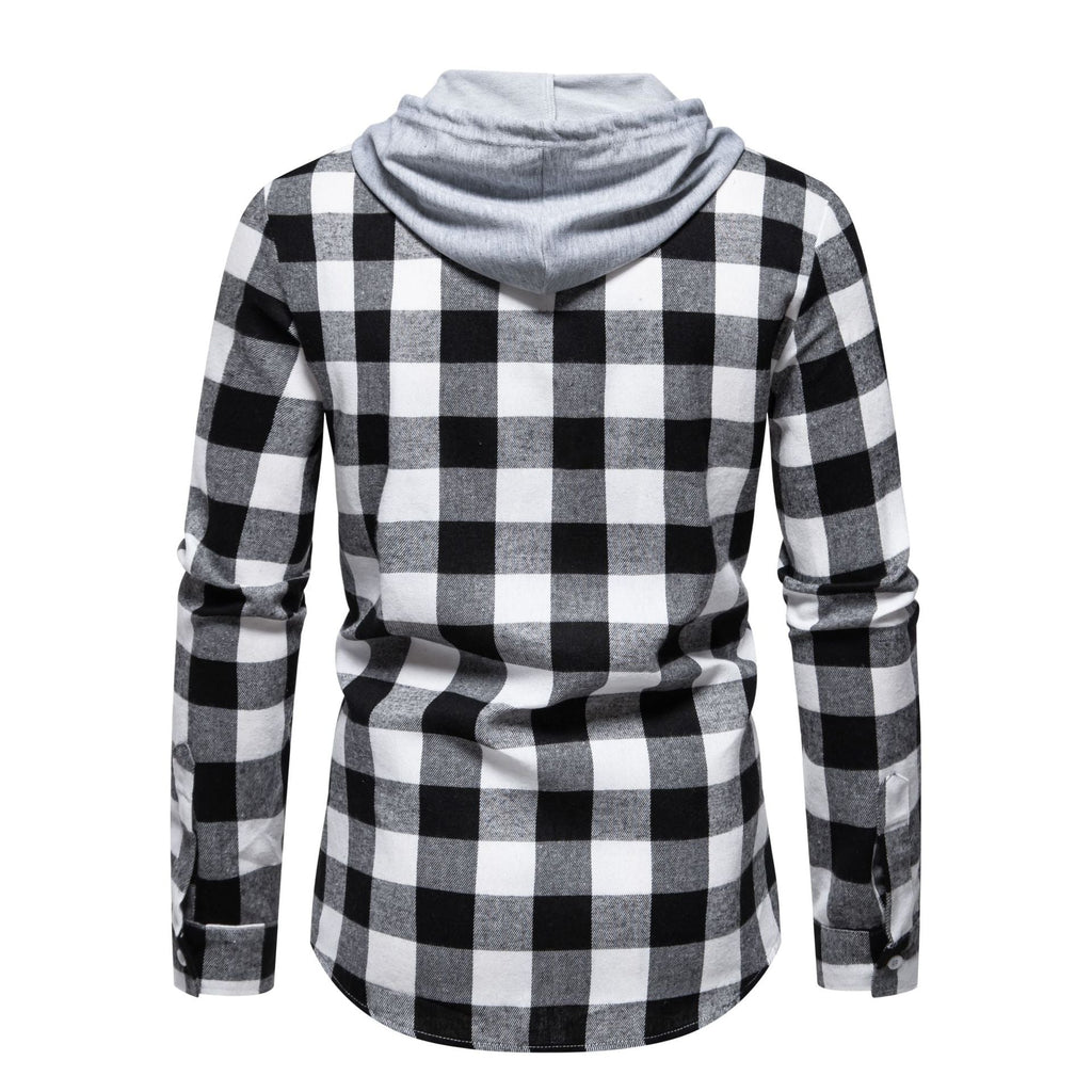 Herren Flanellhemden mit integriertem Kapuzen-Design und lässigem Look Shopnory