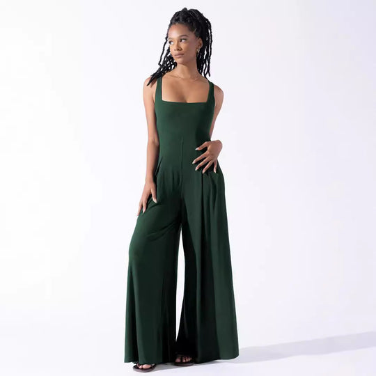 Damen Jumpsuit mit weit geschnittenem Bein und tiefem Rückenausschnitt