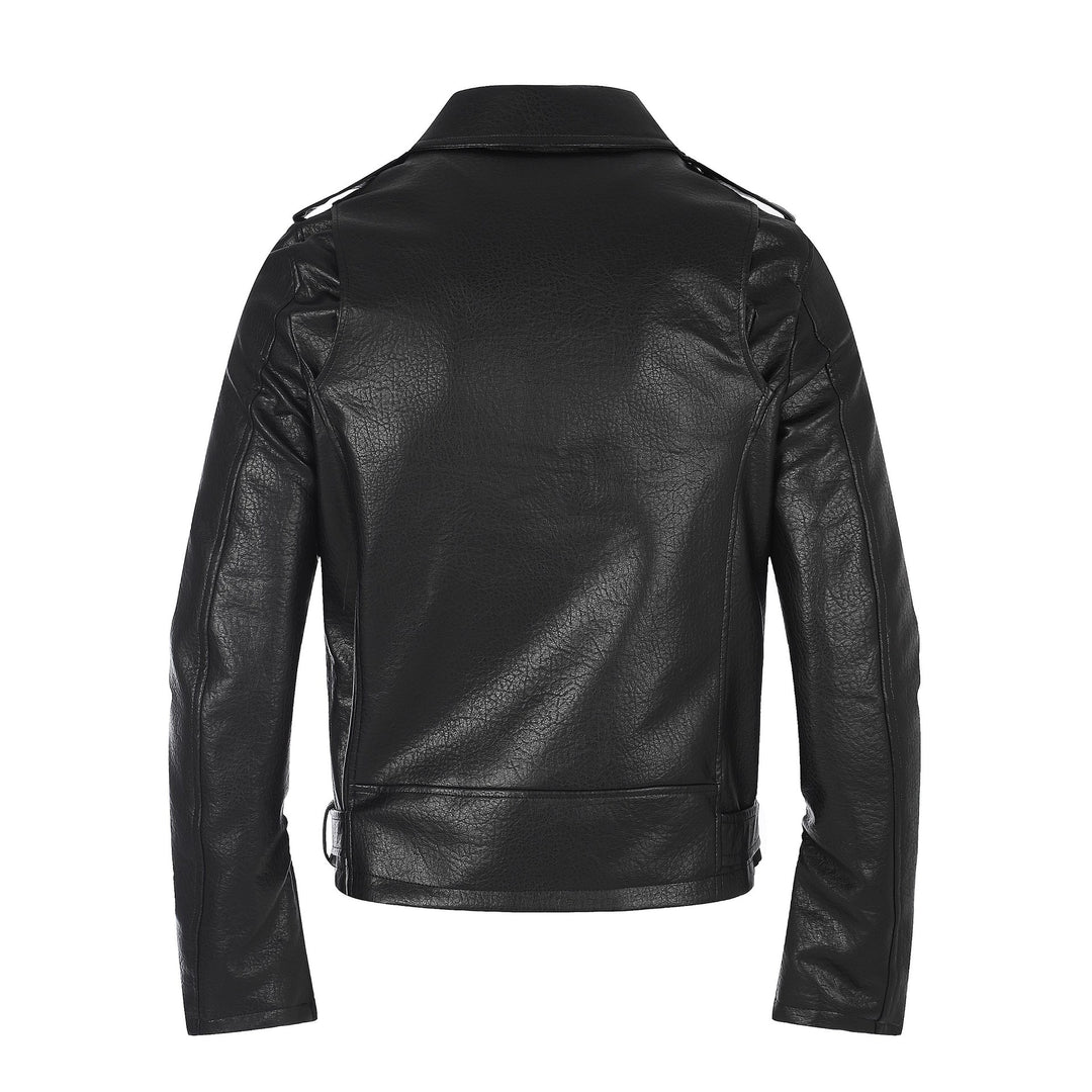 Herren Lederimitat-Bikerjacke mit asymmetrischem Reißverschluss und Ösengürtel Shop Nory