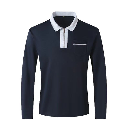 Herren Langarm-Poloshirt mit Halbzip, Kontrastkragen & Brusttasche Shop Nory