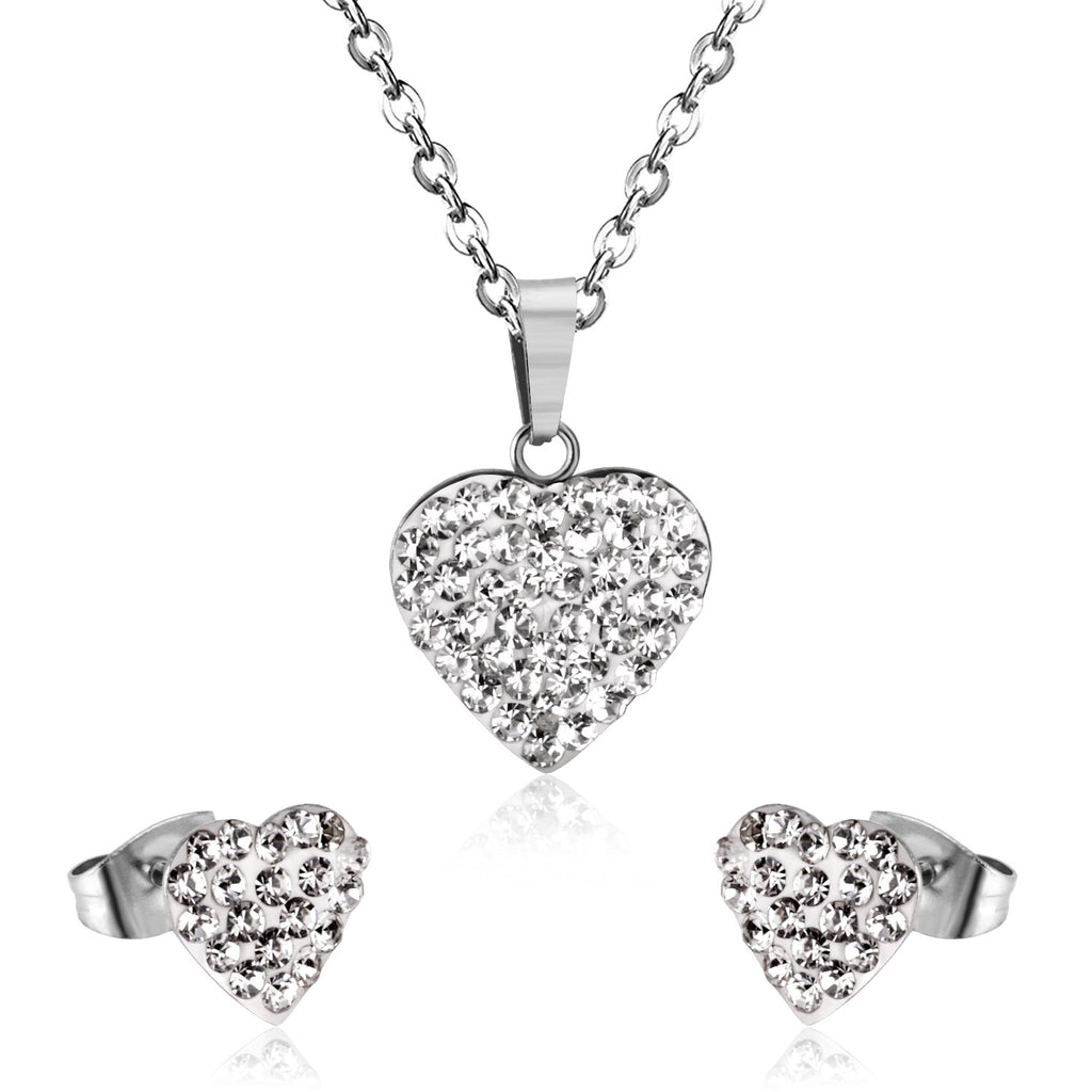 Damen Schmuckset mit funkelnden Herzanhängern und eleganten Ohrsteckern Shop Nory