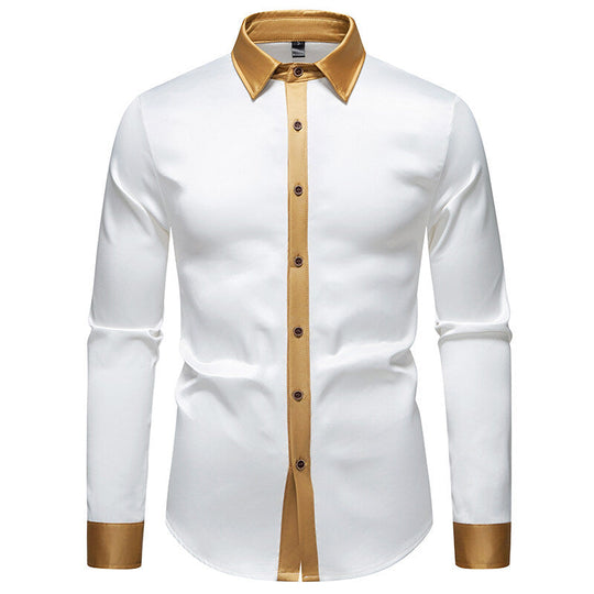 Herren Elegantes Langarmhemd mit Satin-Details