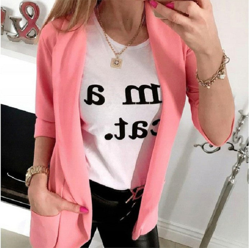 Damen Leichter Offener Cardigan-Blazer, dreiviertelärmelig mit Eingrifftaschen Shop Nory