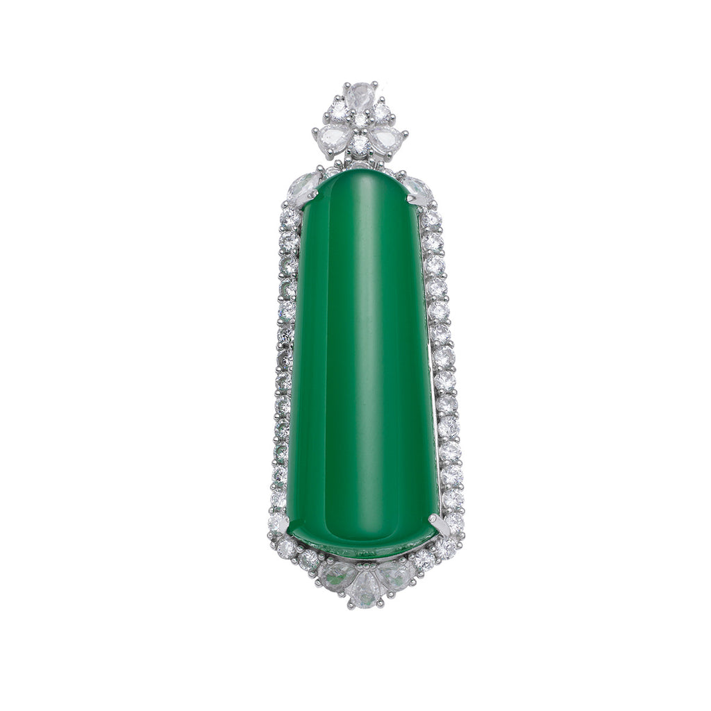 Damen elegante Halskette mit exquisite grünem Jade-Anhänger und funkelnden Zirkonia Shop Nory