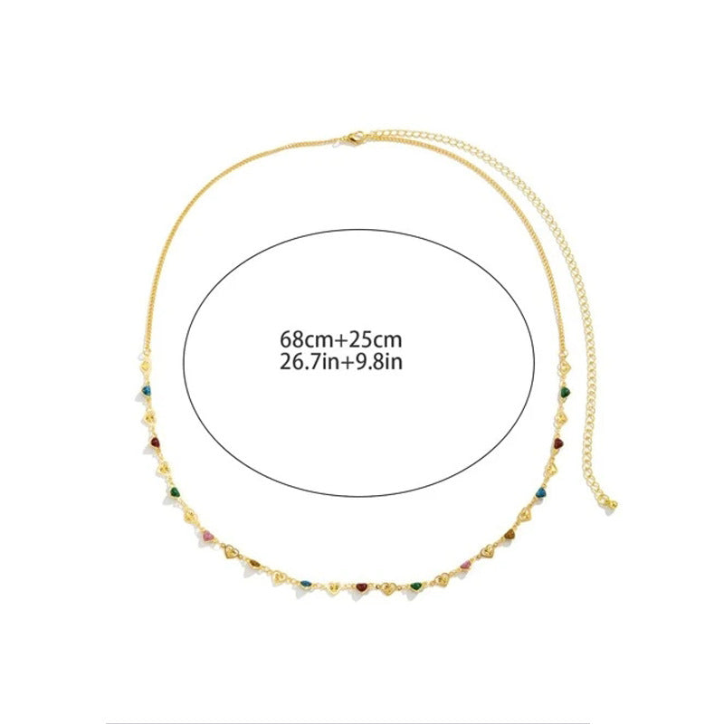 Damen Halskette mit herzförmigen Charms und bunten Akzenten Shop Nory