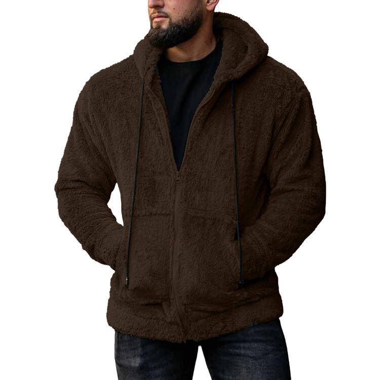 Herren nan kuschelige Teddyfleece Kapuzenjacke mit durchgehendem Reißverschluss Shop Nory