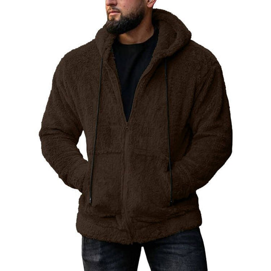 Herren nan kuschelige Teddyfleece Kapuzenjacke mit durchgehendem Reißverschluss Shop Nory