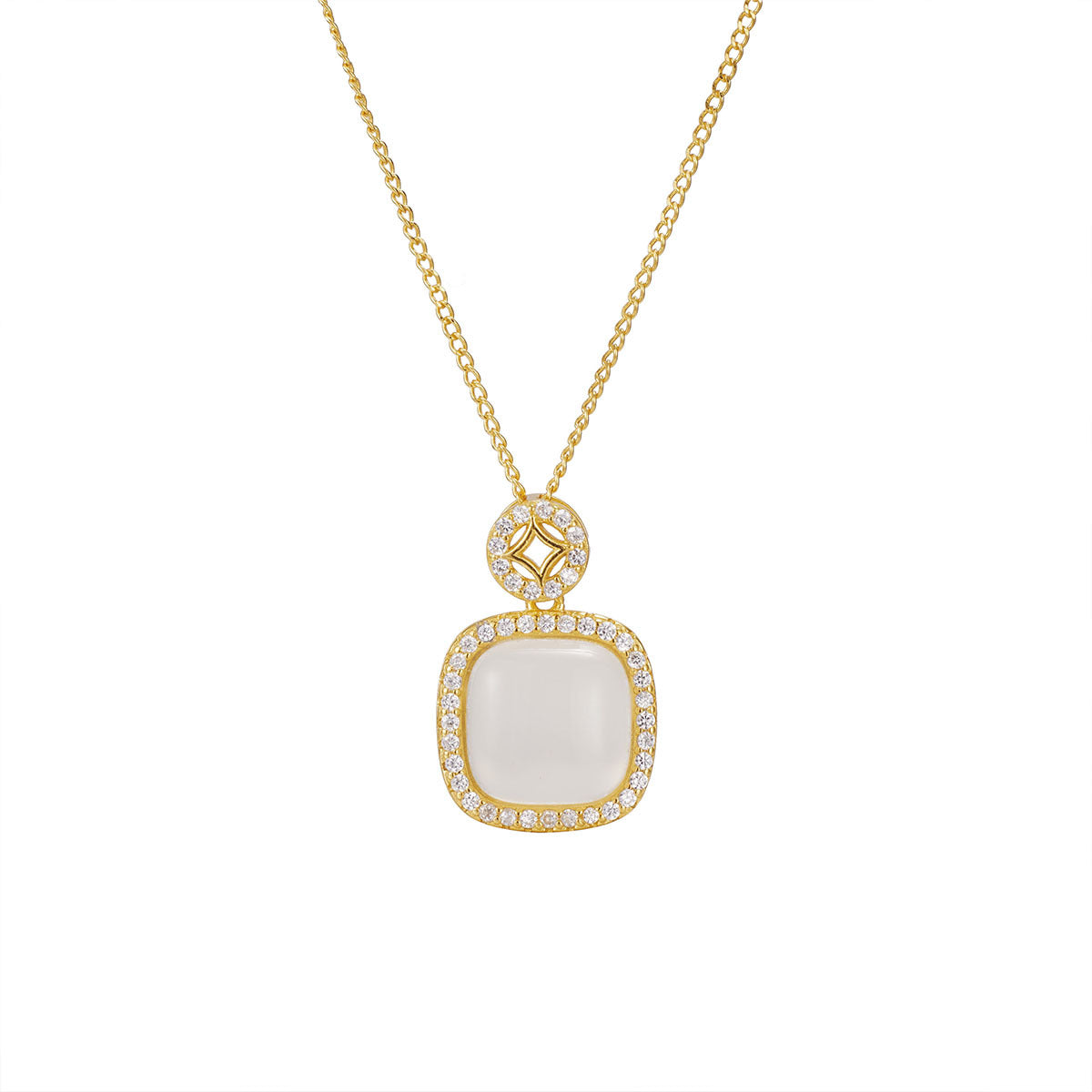 Damen moderne Halskette mit elegantem quadratischem Anhänger und funkelnden Zirkonia Shop Nory