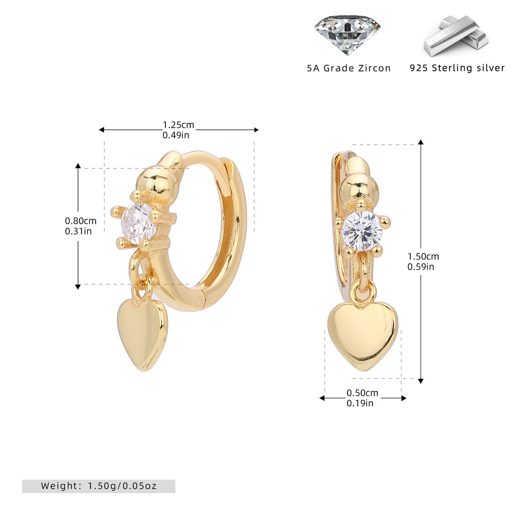 Damen Ohrhänger aus 925 Sterling Silber mit funkelndem Zirkon und herzförmigem Anhänger Shop Nory