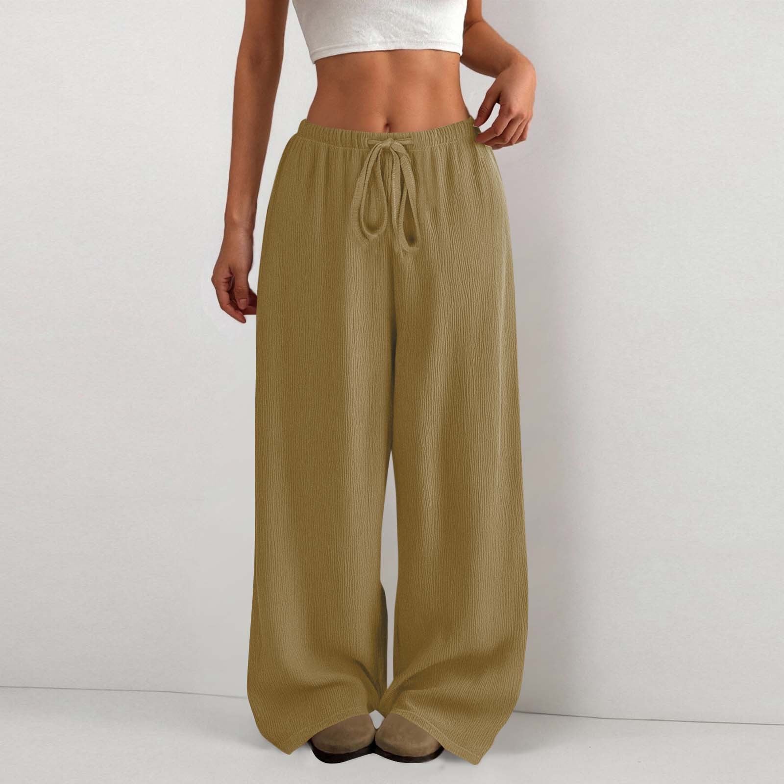 Damen Weite Sommerhose aus leichtem Stoff mit Gummizug