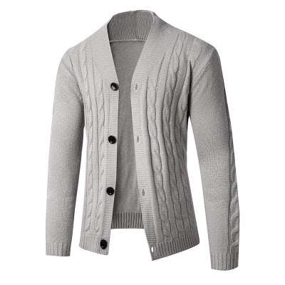Herren Strickcardigan mit Schalkragen, Zopfmuster und Knopfleiste Shop Nory