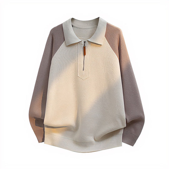 Herren Lässiger Polo-Halbzip-Pullover aus Feinstrick mit Raglanärmeln Shop Nory
