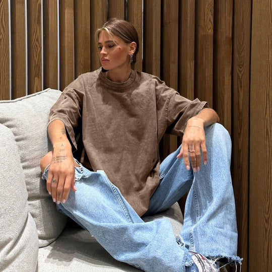 Damen Oversized T-Shirt aus hochwertiger Baumwolle