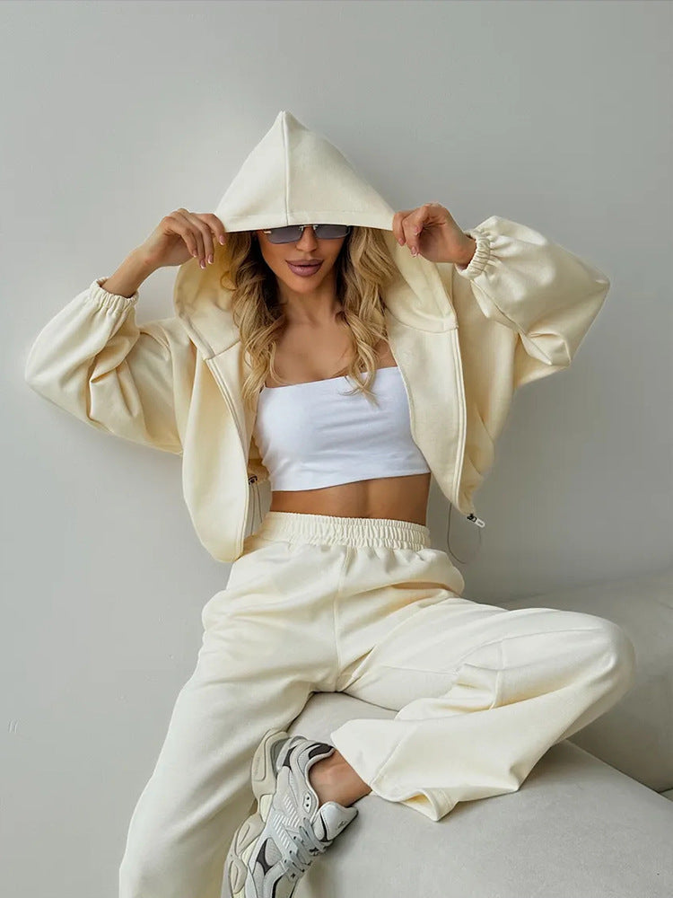 Damen lässiges Lounge-Set mit Hoodie und weiten Hosen