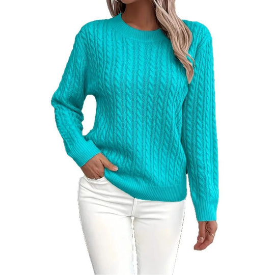 Damen Feinstrick-Pullover mit Zopfmuster und Rundhalsausschnitt Shop Nory