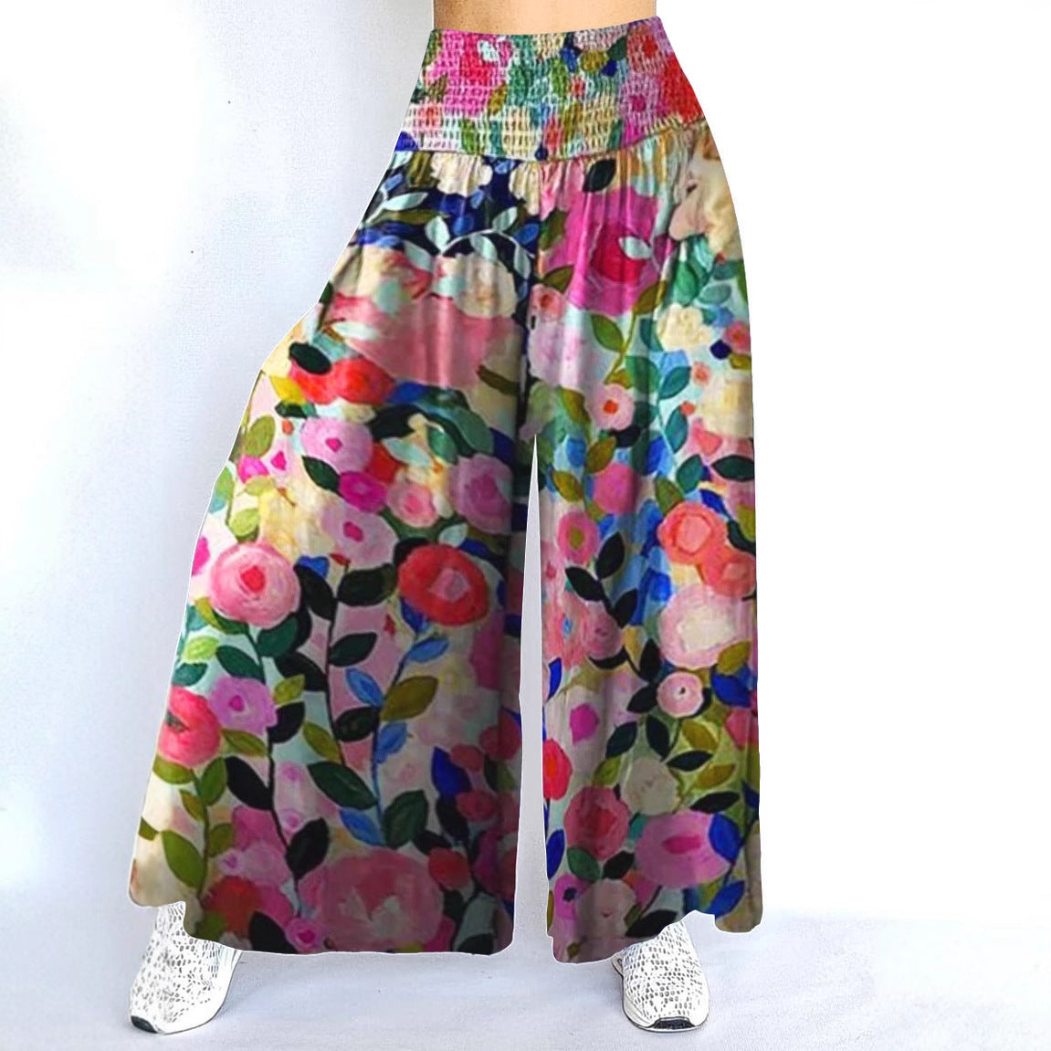 Damen Weite Palazzo-Hose mit elastischem Bund und fließendem Stoff