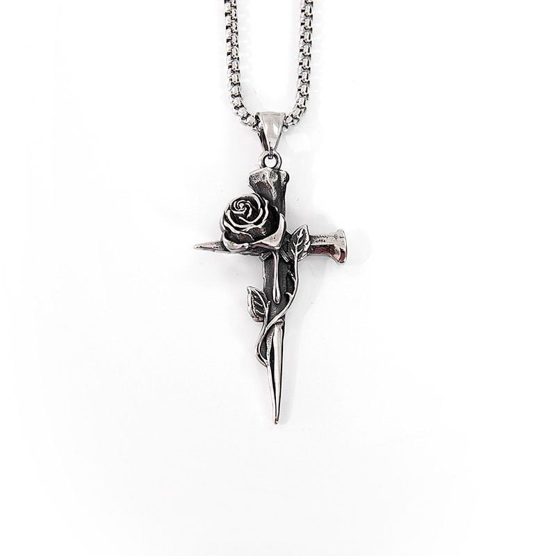 Damen Halskette mit künstlerischem Rosenkreuz-Anhänger Shop Nory