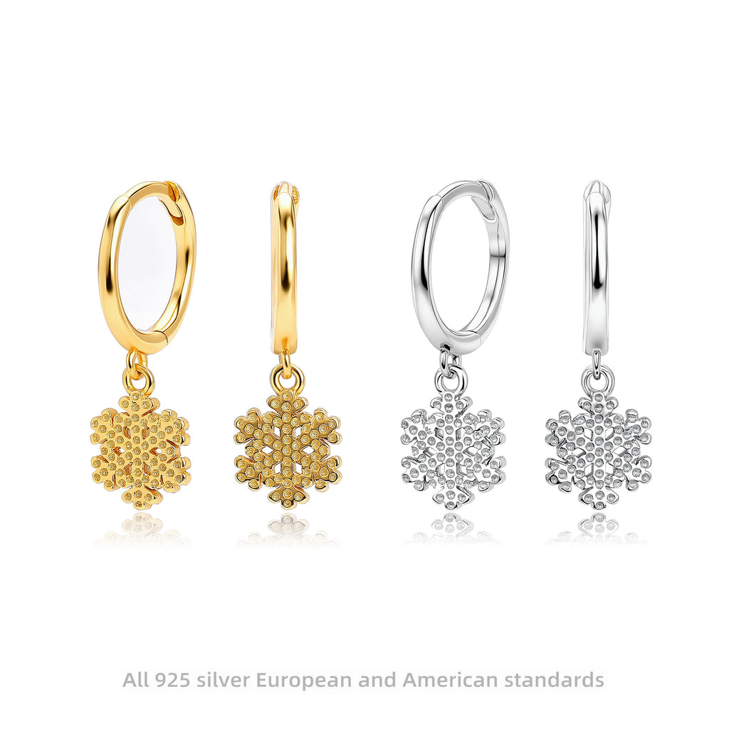 Damen Ohrhänger mit filigranem Schneeflocken-Design aus 925 Sterling Silber Shop Nory