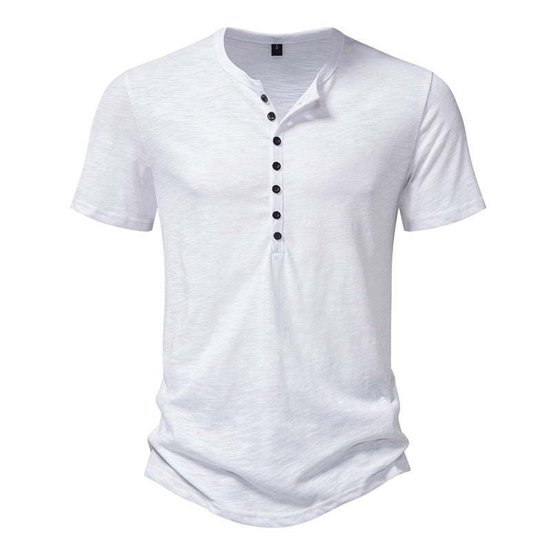 Herren Kurzarm Henley-Shirt mit dekorativer Knopfleiste