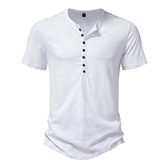 Herren Kurzarm Henley-Shirt mit dekorativer Knopfleiste