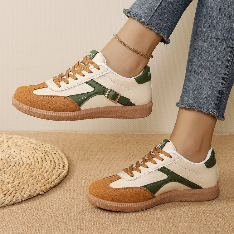 Damen Retro-Plateau-Sneaker mit Wildlederapplikationen und dekorativer Schnallenlasche Shop Nory