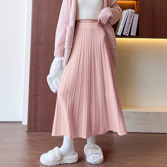 Damen Plissierter Maxirock mit schickem Zopfmuster Shop Nory