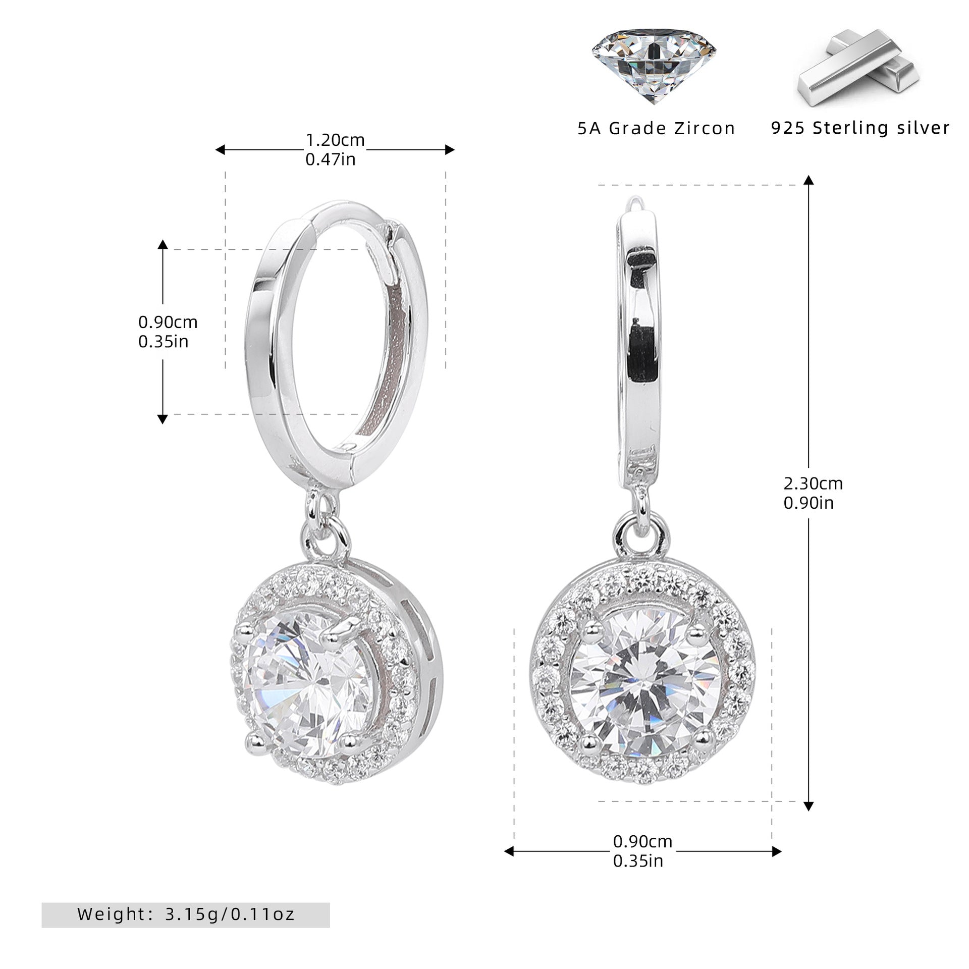 Damen Ohrringe mit funkelndem Zirkon und edlem Design Shop Nory