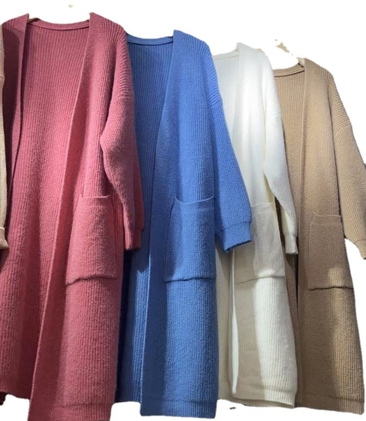 Damen Großer Strickmantel mit tiefen Taschen und lässigem Schnitt