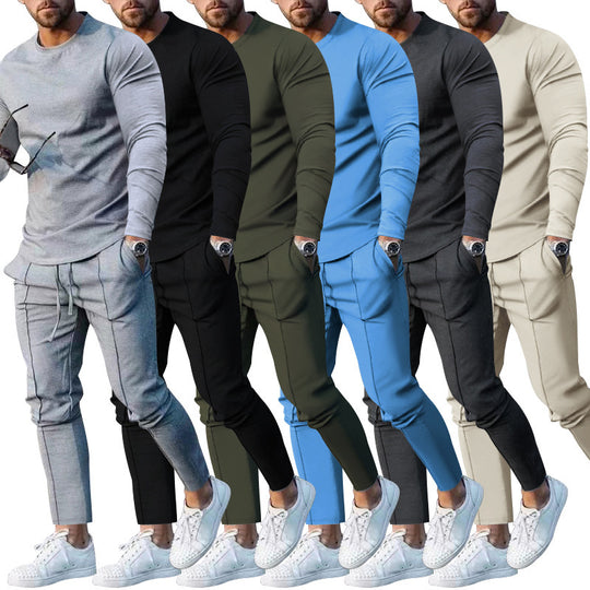 Herren nan athletisches Longsleeve- und Nahtdetail-Jogginghose-Set mit schlanker Passform Shop Nory