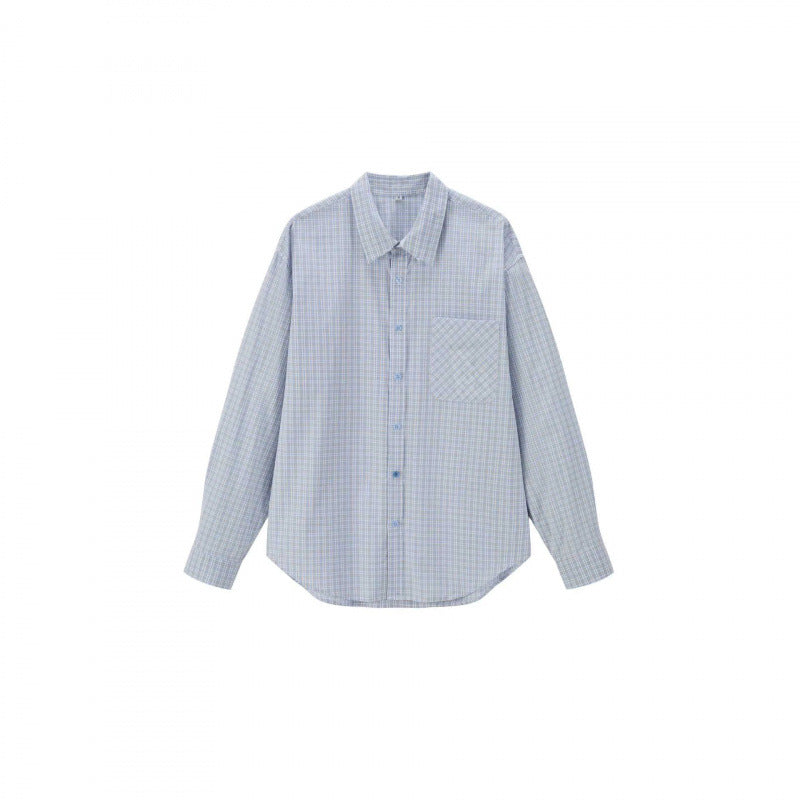 Unisex Weitgeschnittenes kariertes Overshirt mit aufgesetzter Brusttasche und abgerundetem Saum Shop Nory