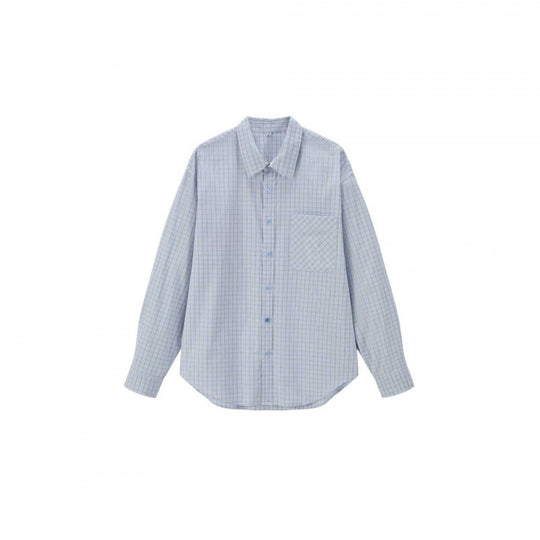 Unisex Weitgeschnittenes kariertes Overshirt mit aufgesetzter Brusttasche und abgerundetem Saum Shop Nory