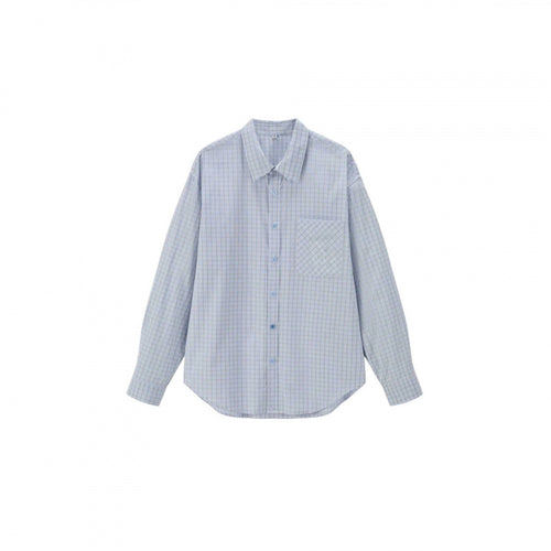 Unisex Weitgeschnittenes kariertes Overshirt mit aufgesetzter Brusttasche und abgerundetem Saum Shop Nory