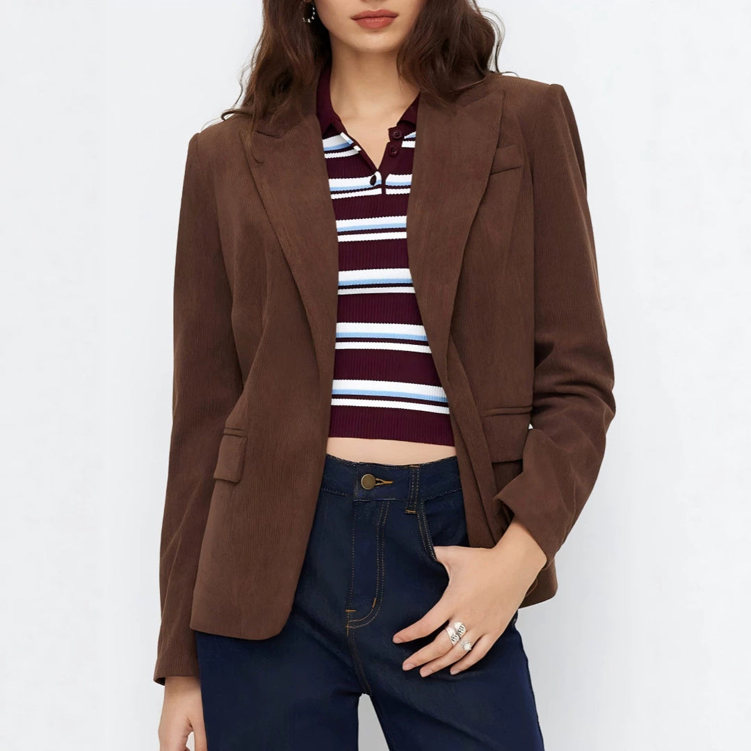 Damen Kord-Blazer mit schmaler Silhouette, schmalem Revers und Pattentaschen Shop Nory