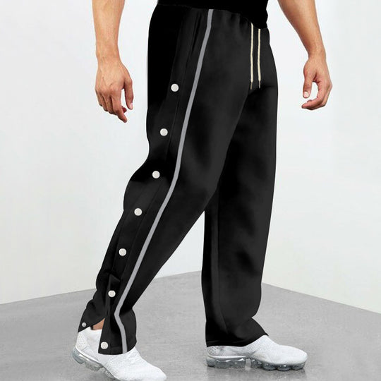 Herren nan Snap-Trackhose mit seitlichen Druckknöpfen, kontrastierendem Seitenstreifen und elastischem Kordelbund Shop Nory