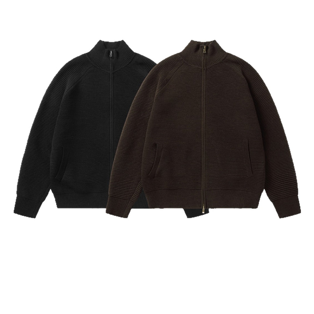 Herren Grobstrick Stehkragen-Strickjacke mit durchgehendem Reißverschluss Shop Nory
