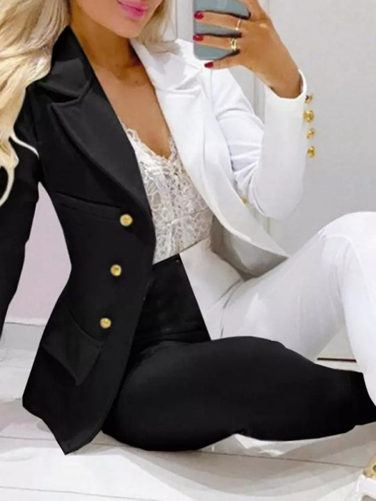 Damen Zweiteiliges Blazer-und-Hose-Set mit Schmetterlingsprint und glamourösem Glitzereffekt Shop Nory