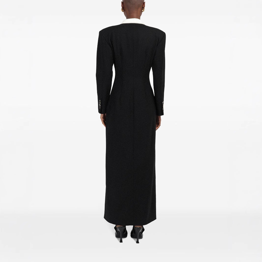 Damen Doppelreihiges Longblazer-Kleid mit taillierter Silhouette und Kontrastrevers Shop Nory
